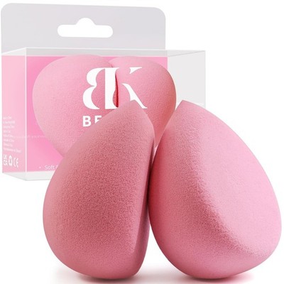 BEAKEY Flat Duo Patented Makeup Sponge Set of 2, 1 Count (Pack 2), pink