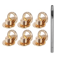 6Stk Metall-Nieten 12Mm D-Ring-Knopfnieten Mit 3,5Mm Lederlochstanze, Goldfarben