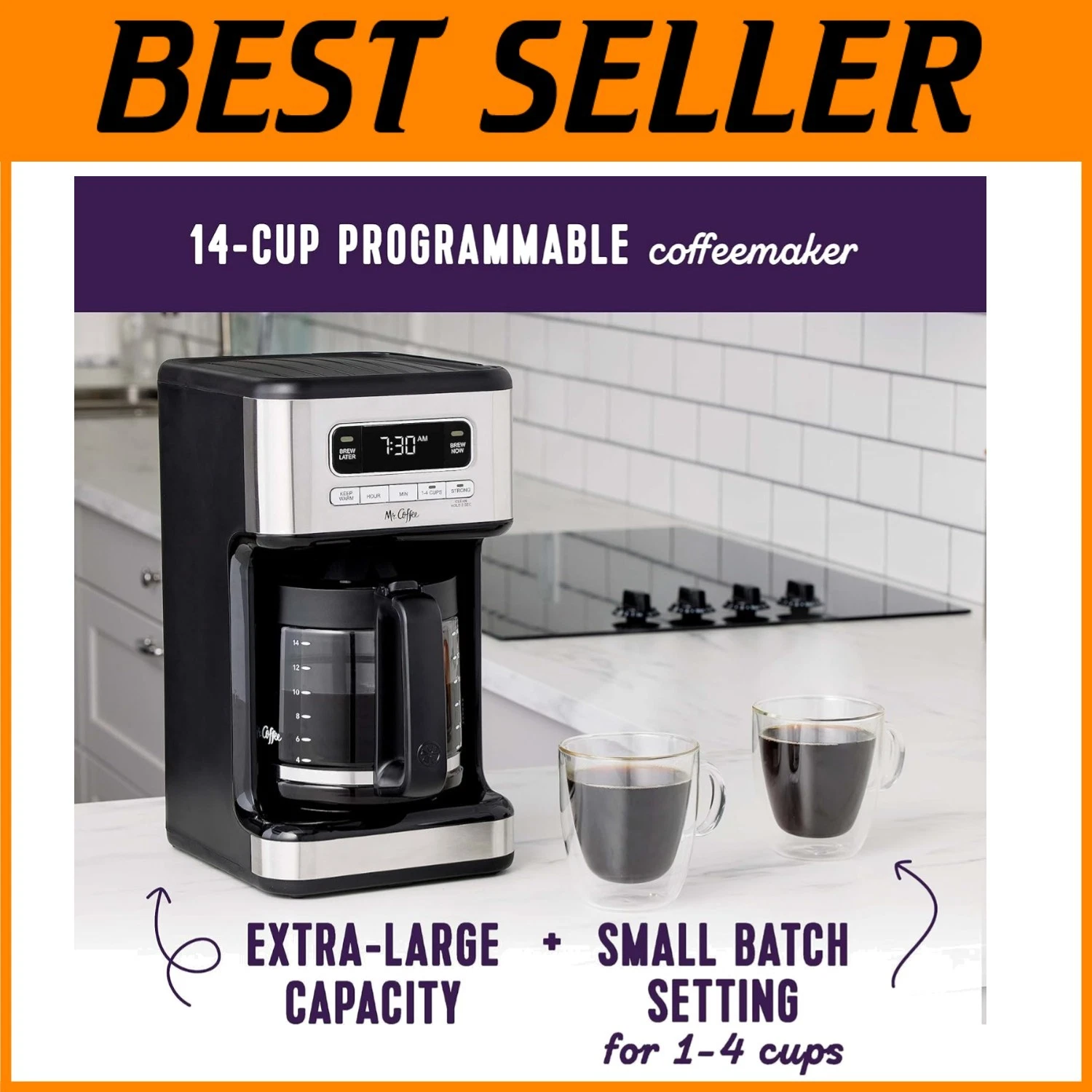 Stainless Steel Coffee Maker, 14-Cup Capacity