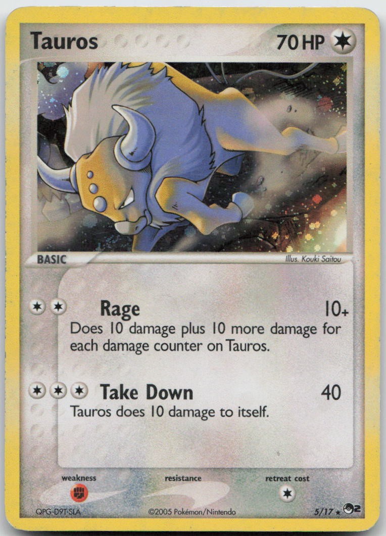 Tauros 5/17 Rare POP Series 2 Pokemon TCG Holo MP