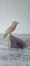 Edelsteinvogel Eisvogel auf Amethyst Sockel  Handarbeit Geschnitzt Vintage 