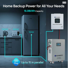 ECO-WORTHY 32.15kWh 2Pack 48V 314AH LiFePO4 Battery Vertical Standing Backup