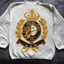 RARE Vintage white Polo Ralph Lauren Usa Crest Sweater Size XL Cotton