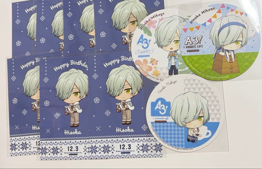 A3! Mikage Mitsu 10pc Bromide & Coaster Set, Animate Cafe Bonus, Birthday Mini