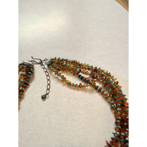 Collar Mine Finds by Jay King 5 hebras ámbar turquesa cuentas plata esterlina - Imagen 4 de 5