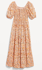 Old Navy Dainty Floral Paisley Smocked Maxi Dress w/ Pockets Size Small