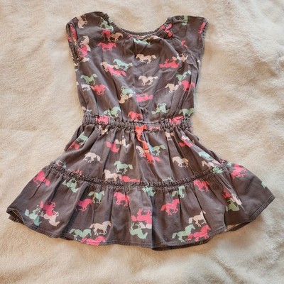 Carter's Girl's Size 5 Dress Gray With Colored Horses Ruffles