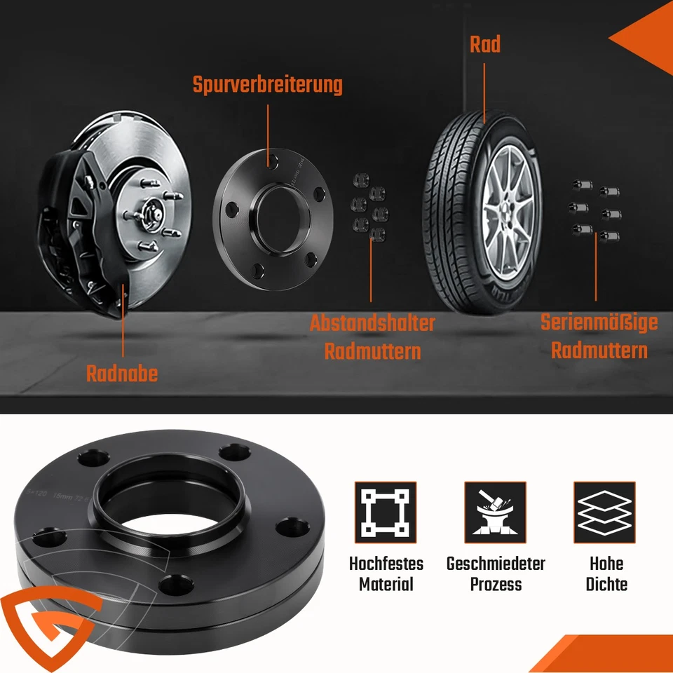 Wheel spacers spacers 72.6 VA 30 mm // 2 x 15 mm HA 40 mm // 2 x 20 mm DE - Image 2 of 4