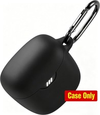 Silicone Case for JBL Tune Flex, Protective Cover with Carabiner Black