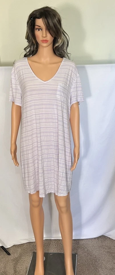 Camisón Soma para mujer blanco/púrpura vestido pijama bolsillo rayón/spandex talla XL Foto 3 de 4