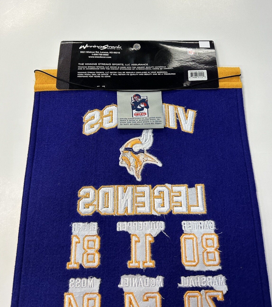 Minnesota Vikings NFL Winning Streak Embroidered Legends Traditions Banner