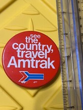 Vintage Amtrak See the Country Pin Train Transportation Button Flair