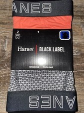 Hanes  2-Pack Mens Trunks Underwear Black Label Cooling Cotton Blend B  L