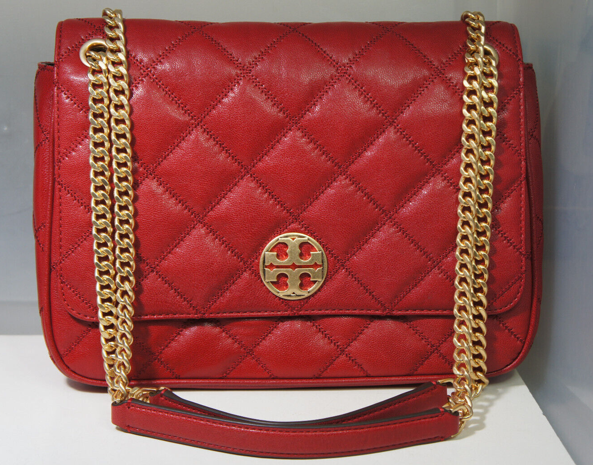 Tory BURCH 82369 Large Willa Quilted Red Stone Shoulder Tory BURCH 82369 Large Willa Quilted Red Stone Shoulder