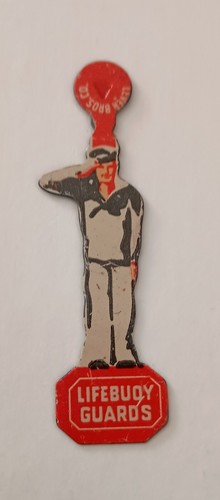 LifeBuoy Sailor Boy Tin Litho Lever Brothers Button Pin 1940s NOS New - Picture 2 of 4