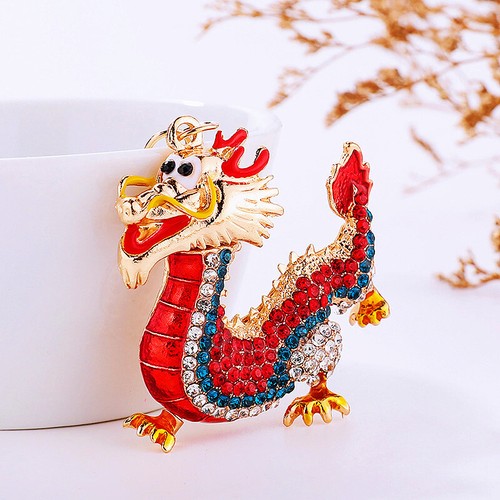 Crystal Rhinestone Auspiciousness Chinese Dragon Keychain Keyring Bag Charm - Bild 12 von 25