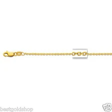 Diamond Cut Cable Link Chain Necklace Real Solid 14K Yellow Gold 1.5mm