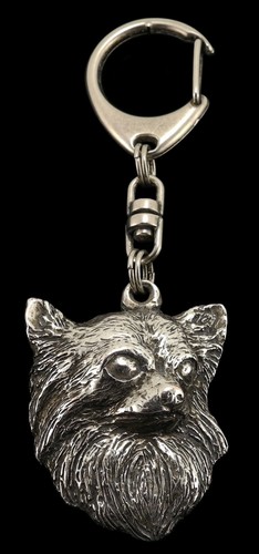 Chihuahua (long haired), silver covered keyring, high qauality keychain Art Dog - Picture 3 of 3