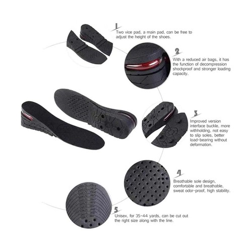 Height Increase Insole Invisible Lift Heel Shoe Pads Taller Cushion Men Women - Picture 4 of 7