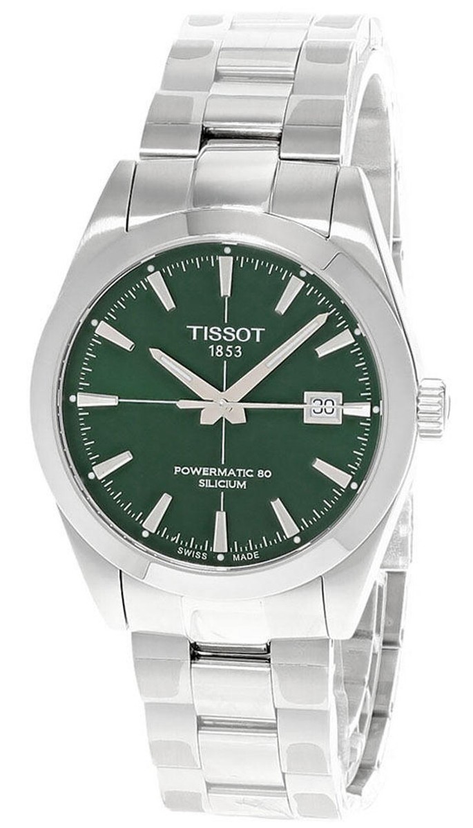 TISSOT GENTLEMAN POWERMATIC 80 SILICIUM GREEN DIAL MEN'S WATCH