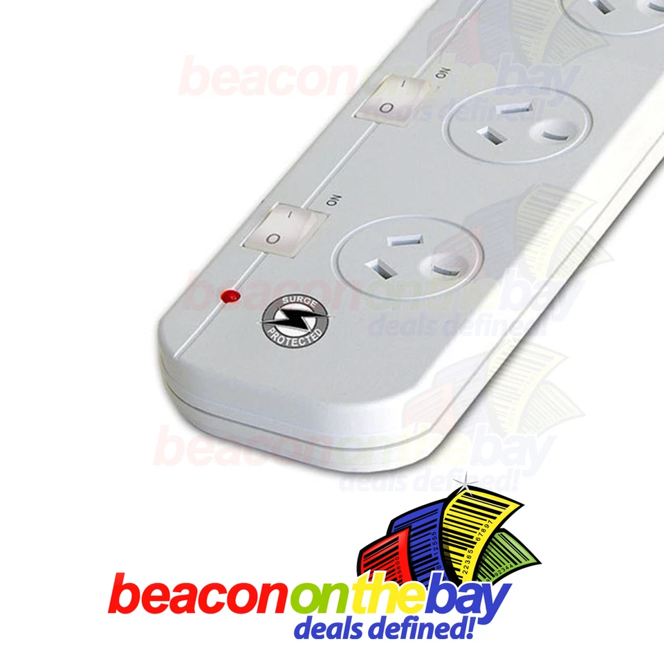 Sansai 6 Way Surge Protected Power Board Extra Spaced Sockets individual switch - Image 2 of 3