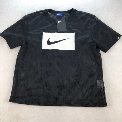 NWT Nike Sportswear Mesh Swoosh Top Womens Small Black 917565-010