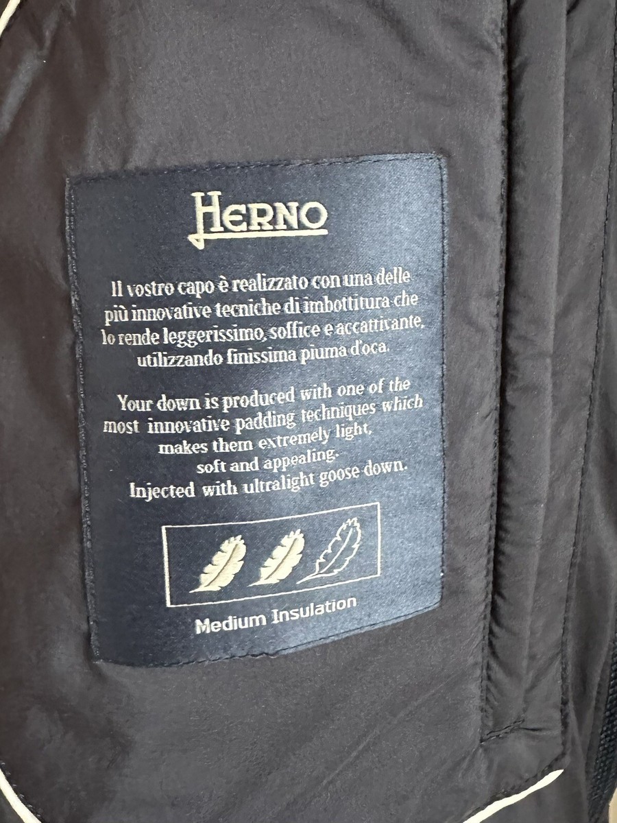 HERNO LA DENIM Down Jacket Navy Blue 54 Quilted Feather HERNO LA DENIM Down Jacket Navy Blue 54 Quilted Feather