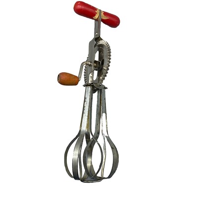 VTG High Speed Super Center Drive Beater Red Hand Crank Rusty Metal USA WORKS
