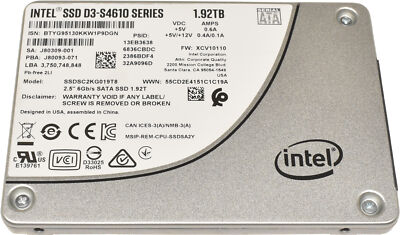 Intel SSD D3-S4610 Series 1.92TB 2.5'' 6G SATA SSDSC2KG019T8