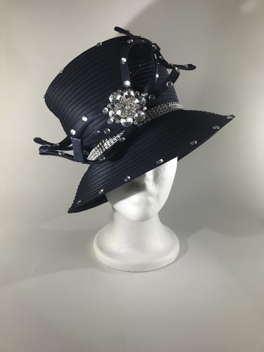 SUSANNA Navy Rhinestones with Broach 
