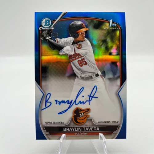 2023 Bowman Chrome Blue Lunar Crater Refractor /150 Braylin Tavera Auto *SEE