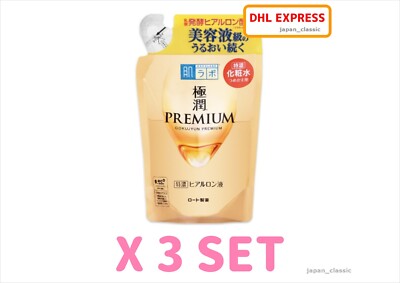ROHTO HADALABO GOKUJYUN PREMIUM HYDRATING LOTION REFILL HYALURONIC ACID 170ml X3