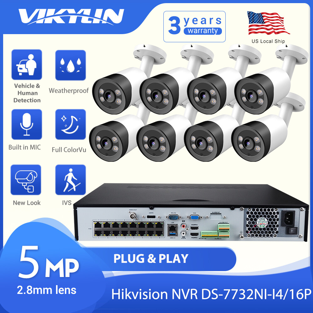 Hikvision 32CH 4K NVR CCTV Security System 8MP ColorVu IP Camera