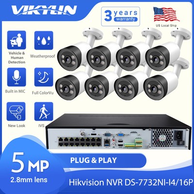 Hikvision 32CH 4K NVR CCTV Security System 8MP ColorVu IP Camera MIC IP66 US Lot