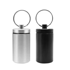 Keychain Pill Holder Small, 2pcs Waterproof Aluminum Pill Case Container for ...