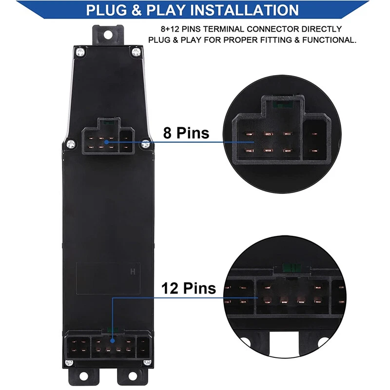 Window Control Switch +Gray Bezel 641-00653L for 02 - 09 Dodge Ram 1500-3500 3pc - Изображение 3 из 4