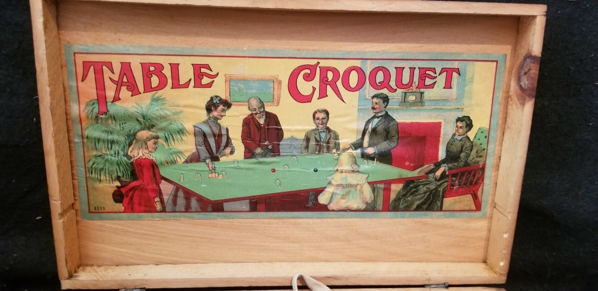 ANTIQUE VICTORIAN wooden TABLE TOP CROQUET SET game clean ANTIQUE VICTORIAN wooden TABLE TOP CROQUET SET game clean