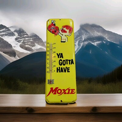 Vintage MOXIE SODA Thermometer Tin merchandise 1950 No Porcelain