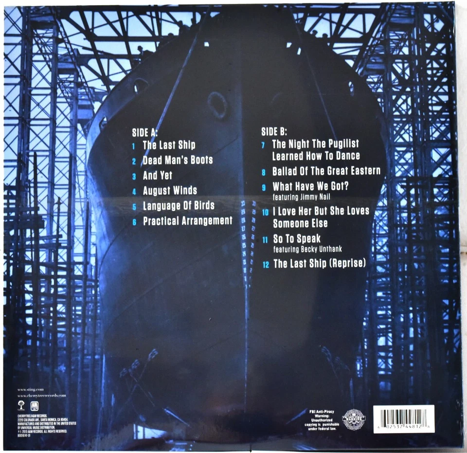 AUDIOPHILE CHERRYTREE 3744812 EU 2013 STING "The Last Ship" 180g G/F LTD SEALED - Image 2 of 2