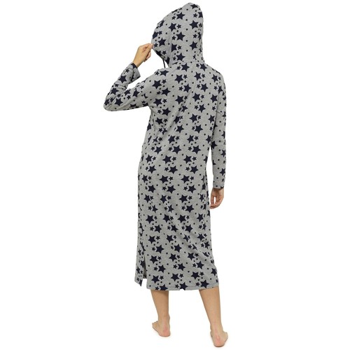 Womens Star Hooded Nightdress Grey 