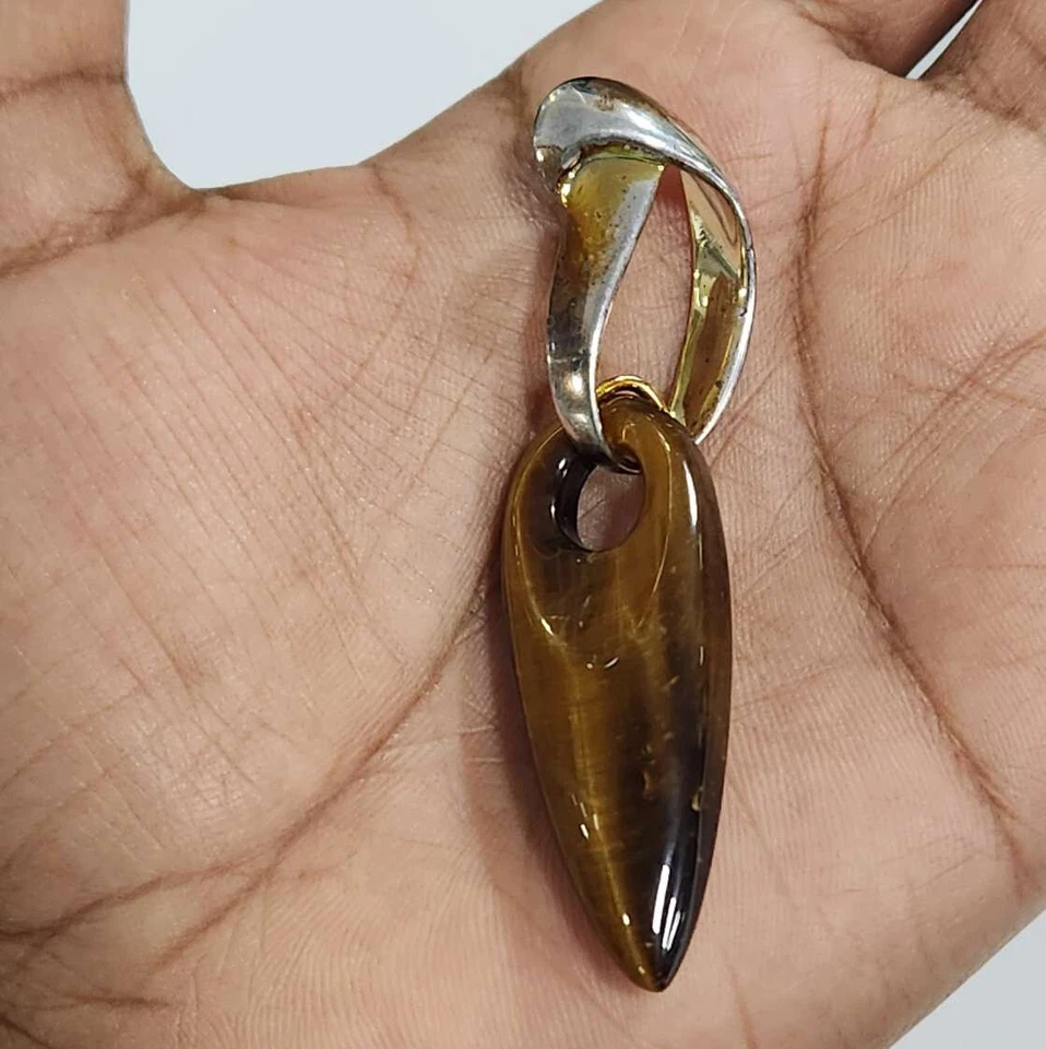 Colgante de piedras preciosas ojo de tigre de plata esterlina estudio QVC RLM Foto 3 de 4