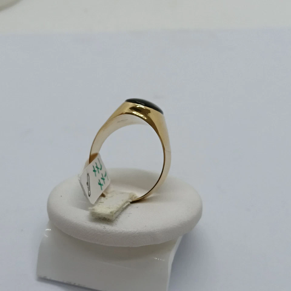Bague Pour Homme En Or Jaune 18KT Avec Onyx Noir 5,9 Grammes N.22 (7504) - Photo 4/4
