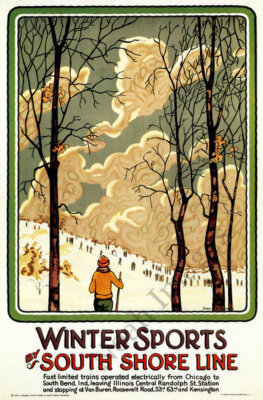 Poster Vintage Wisconsin Ski Jumping &ndash; Anni '20 &ndash; North Shore Line &ndash; Stile Retr&ograve; 16x24 Pollici