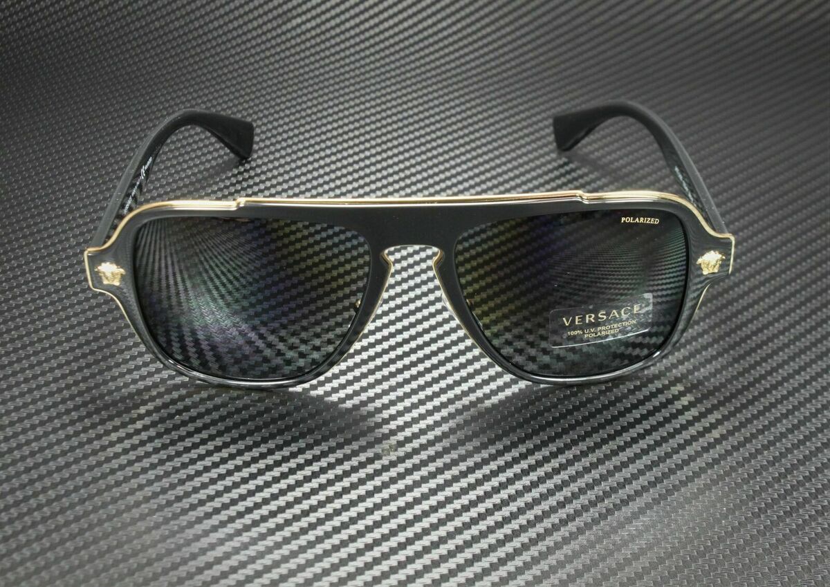 VERSACE VE2199 100281 BLACK DARK GREY 56MM POLARIZED MEN'S VERSACE VE2199 100281 BLACK DARK GREY 56MM POLARIZED MEN'S