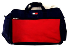 TOMMY HILFIGER Carry On Bag Vintage 90s Color Block Logo Large Duffle VTG Travel