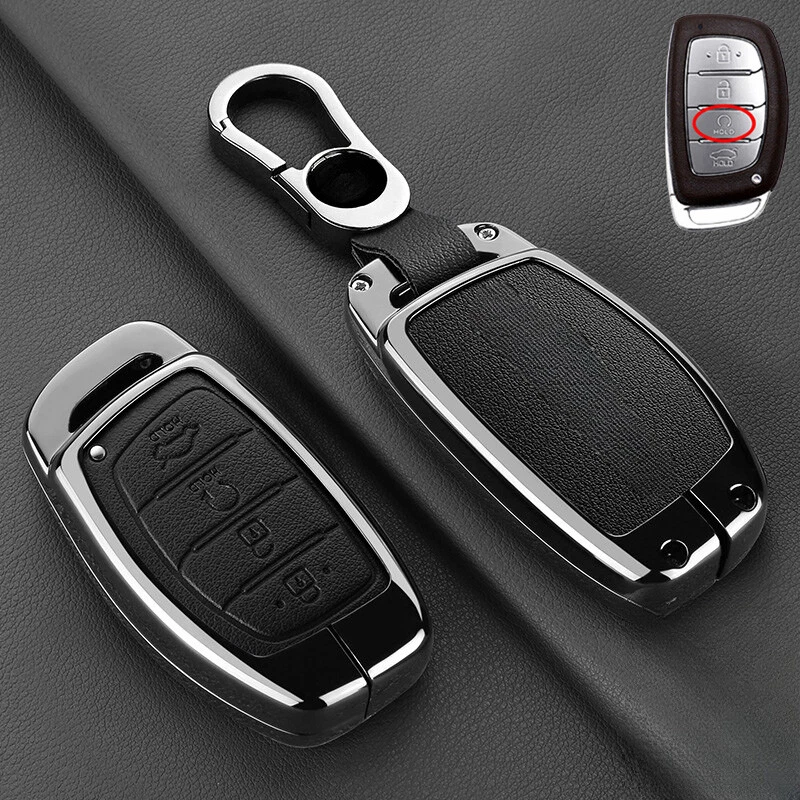 Zinc Alloy Leather Car Key Fob Case Cover For Hyundai Elantra Sonata ix35 Tucson - Image 3 of 4