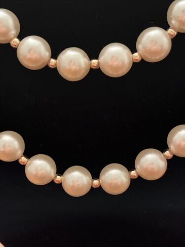 Faux Pearl Long Necklace Vtg Career Fashion Glam Dressy Old Money Romantic Gift - Picture 4 of 24