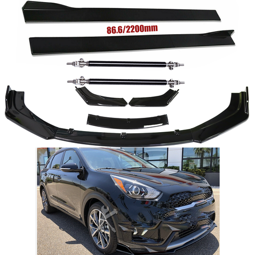For Kia Niro 2016-2022 Front Bumper Lip Splitter Spoiler Strut Rods Glossy - Picture 1 of 23