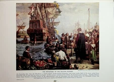 Pilgrim Father Depart, (Oliver Cromwell, Reverse), Book Illustration, c1960