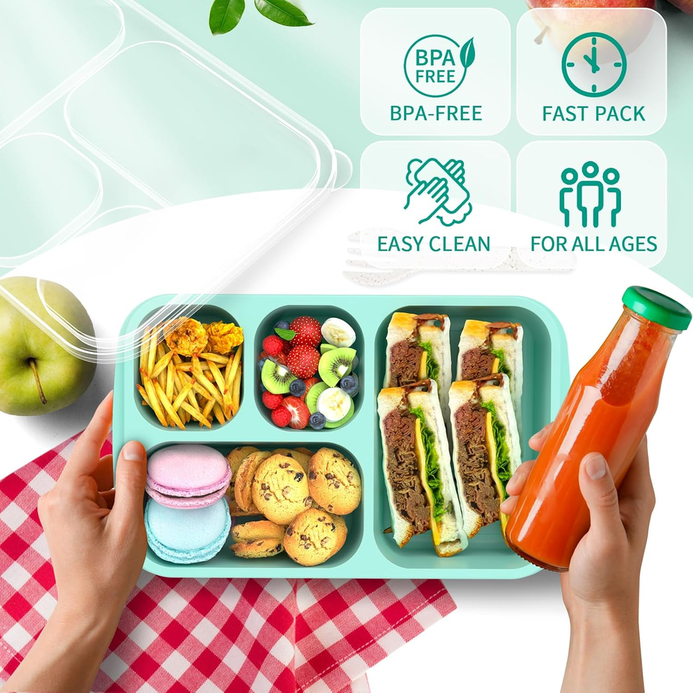 Bento Box Lunch Box 4 Pack Meal Prep Container for Kids Adults